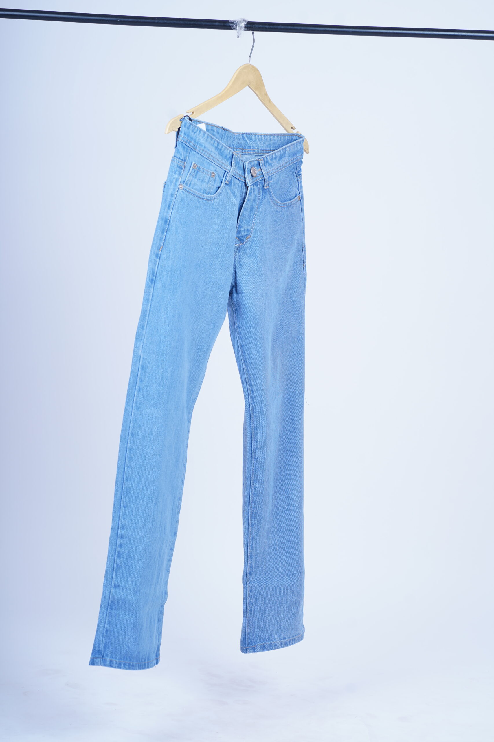 Classic High-Waist Light Blue Straight Fit Jeans