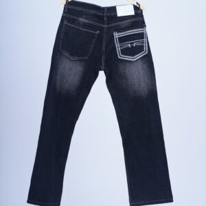 GUESS Men's Designer Straight Fit Black Jeans with Embroidered Back Pocket
