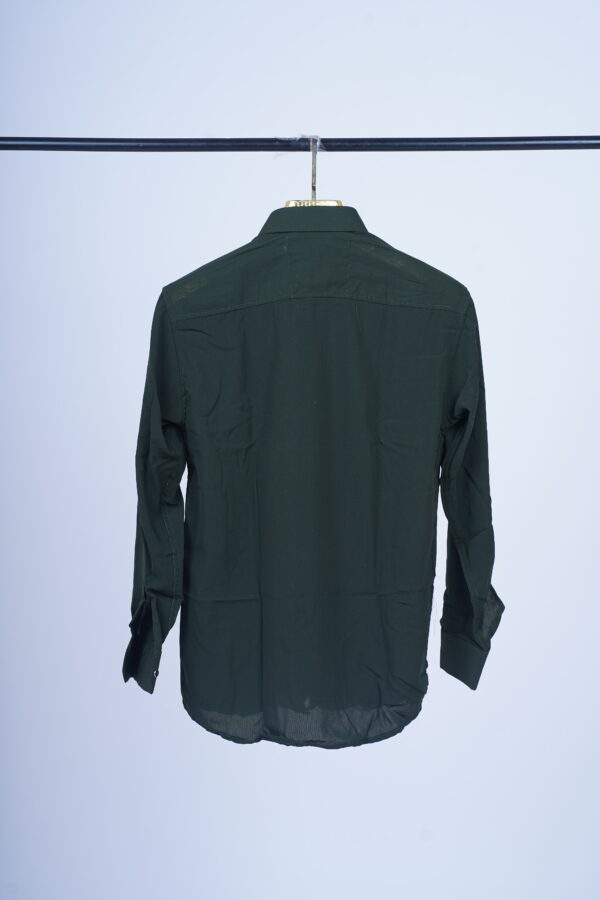Men's Classic Fit Long Sleeve Dress Shirt – Dark Forest Green - Image 3