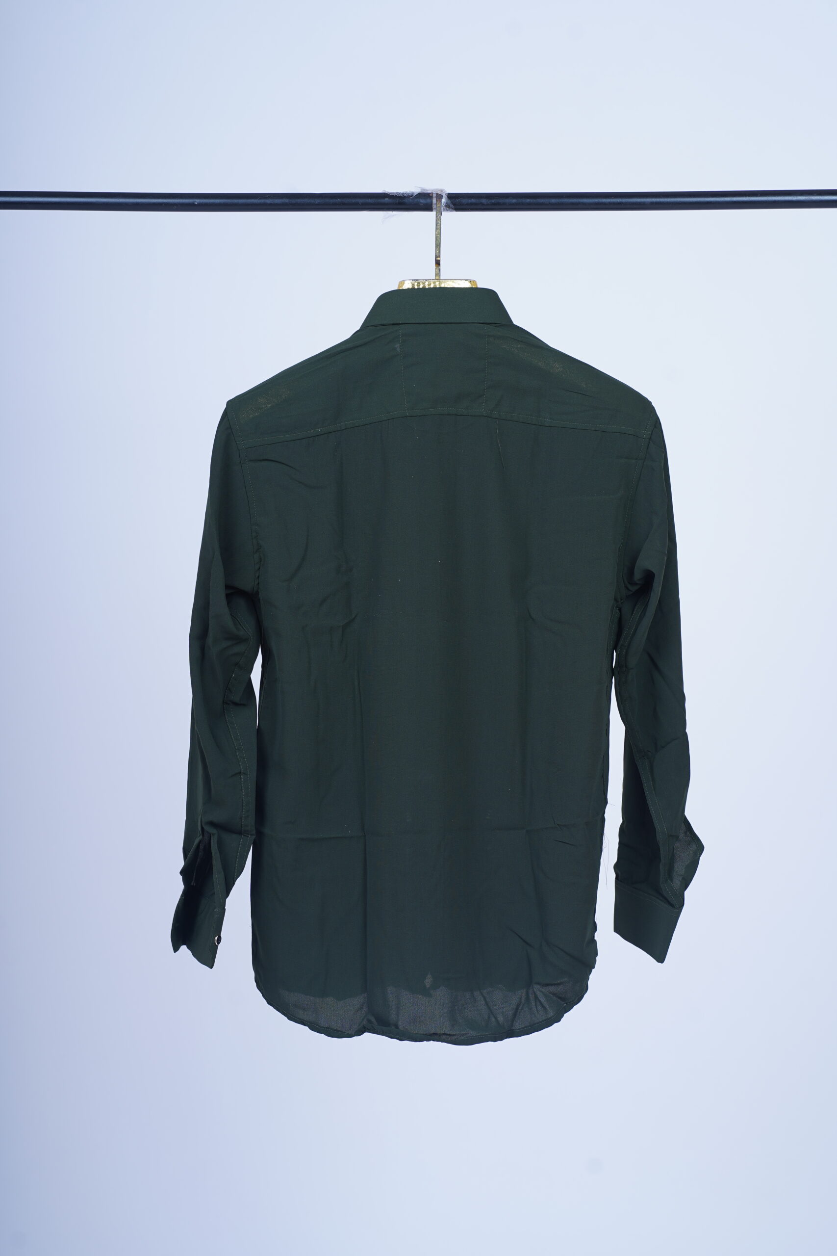 Men's Classic Fit Long Sleeve Dress Shirt – Dark Forest Green - Image 3