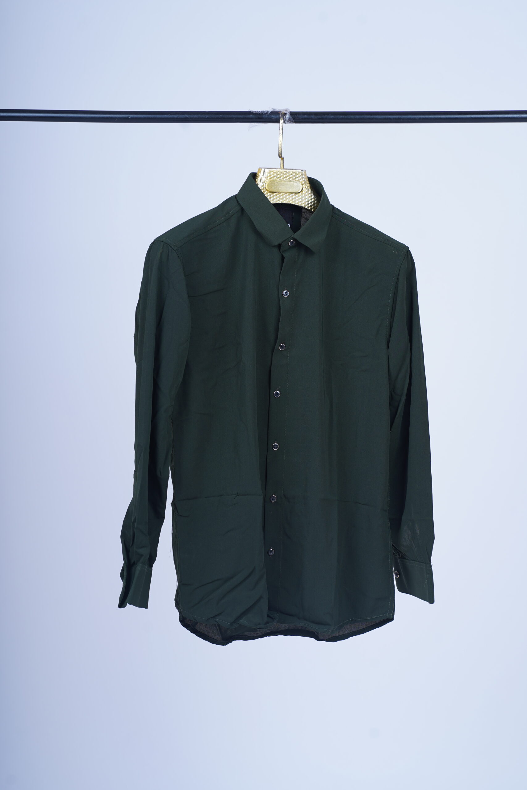 Men's Classic Fit Long Sleeve Dress Shirt – Dark Forest Green - Image 2