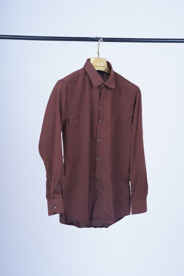 Men’s Classic Slim Fit Maroon Shirt - Image 3